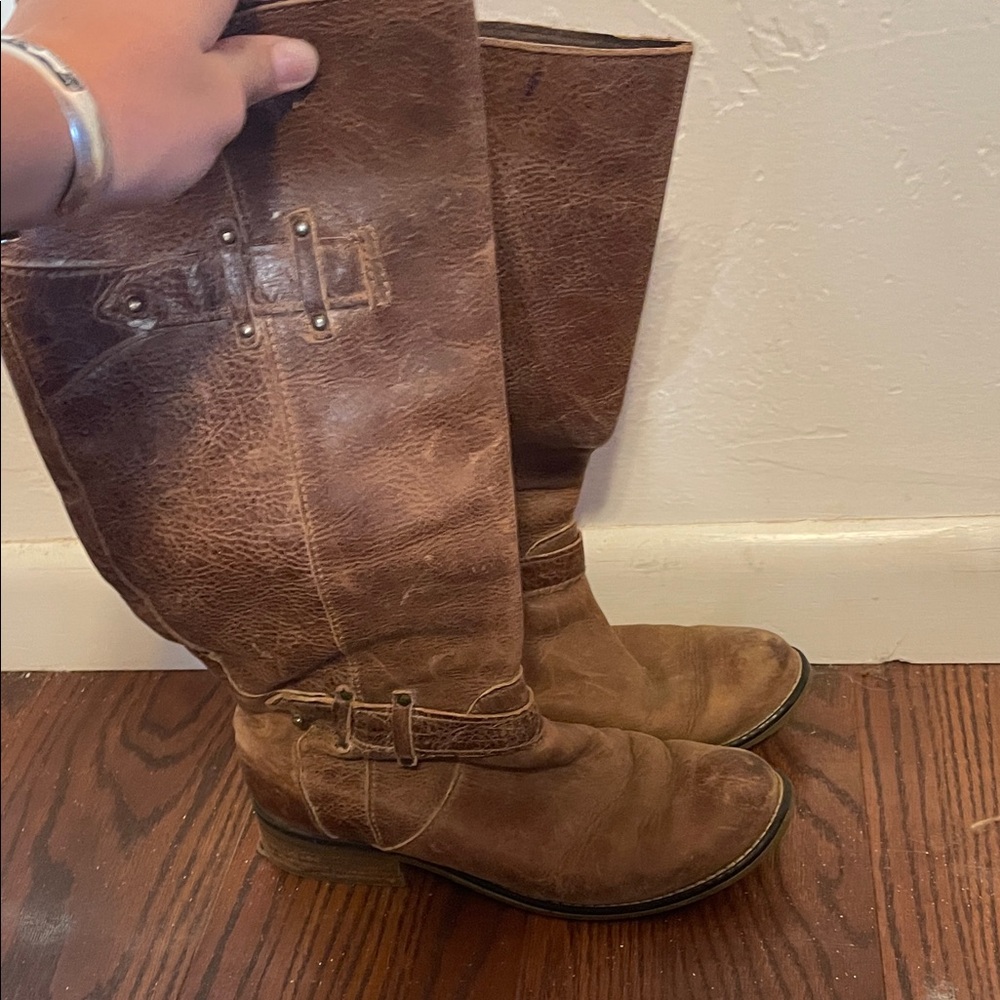Brown Leather Knee-High Boots